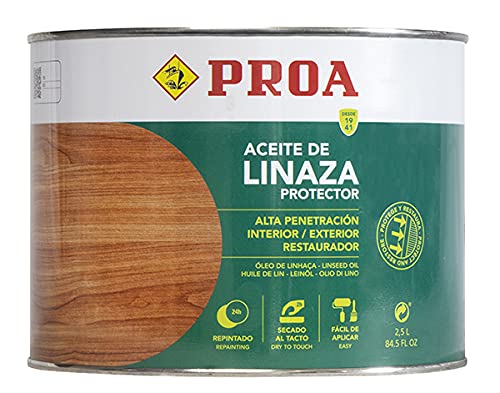 ACEITE DE LINAZA. PROA. Protección y nutrición para la madera. Transparente amarillento. 2,5 L.