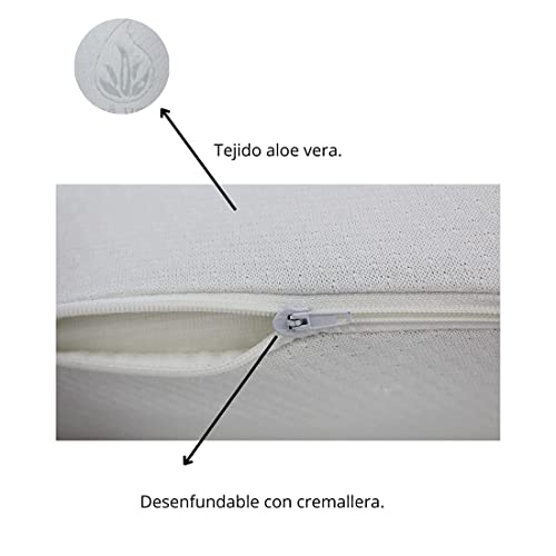Acomoda Textil - Almohada Viscoelástica Desenfundable y Lavable con Cremallera y Doble Funda. Almohada Adaptable y Ergonómica Tejido Aloe Vera. (70 cm)
