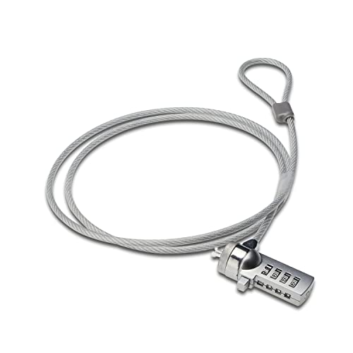 ACT Cable de Seguridad para Ordenador portátil de 1,5 m, Cable antirrobo portátil, Bloqueo de 4 Combinaciones, para Ordenador portátil y PC - AC9015