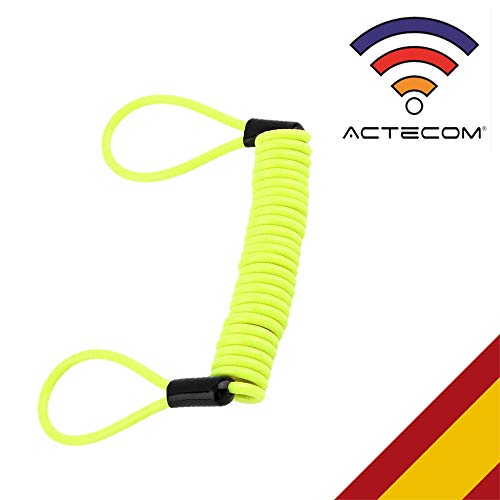 ACTECOM Cable Enrollado para candado de Moto recordatorio para candados de Moto Espiral para Motos Cable para candado de Moto (Amarillo)