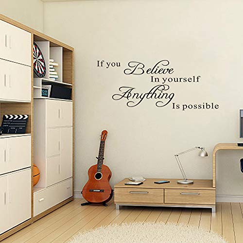 Adhesivo de pared con frases inspiradoras de N A If You Believe In Yourself Proverbs, Anything is Possible, vinilo decorativo para oficina, aula, sala de estudio