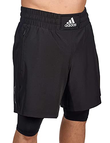 adidas BOXWEAR Tech-Shorts with Inner Tights, Blackwhite, M Unisex