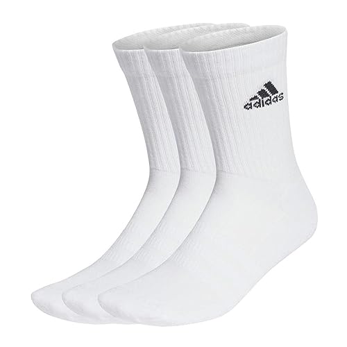 adidas Cushioned Crew Socks 3 Pairs Calcetines, White/Black, L Unisex adulto