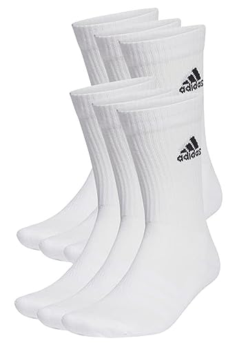 adidas Cushioned Sportswear Crew Socks 6 Pairs Calcetines, White Black, M Unisex adulto (Pack de 6)