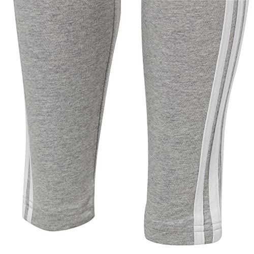adidas Essentials 3-Stripes Cotton Leggings, Medium Grey Heather/White, 152 para Niñas