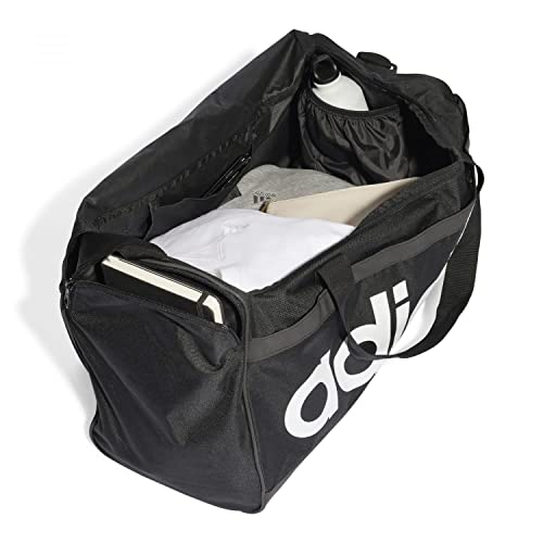 adidas Essentials Linear Duffel Bag Medium Gym, Unisex Adulto, Black/White, 1 Plus