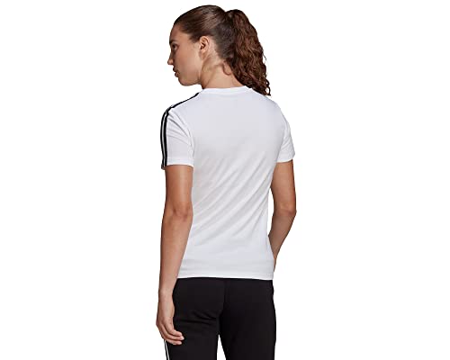 adidas Essentials Slim 3-Stripes, Camiseta de manga corta, Mujer, White/Black, M