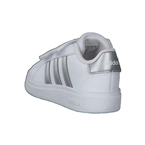 adidas Grand Court Lifestyle Hook And Loop Shoes, Zapatillas Unisex niños, Ftwr White Matte Silver Matte Silver, 23 EU