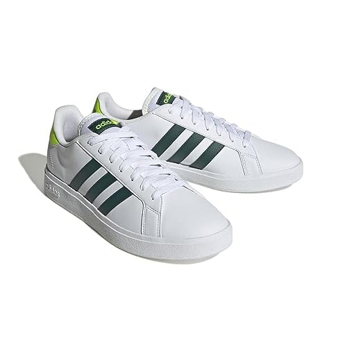 adidas Grand Court TD Lifestyle Court Casual Shoes, Zapatillas Hombre, Ftwr White Collegiate Green Lucid Lemon, 43 1/3 EU