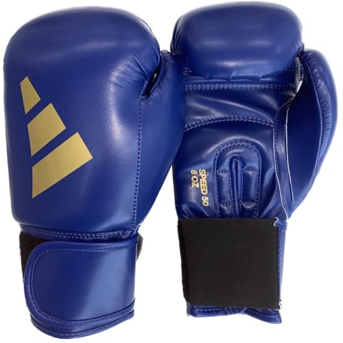 adidas Guantes de Boxeo Speed 50 para Adultos, Guantes de Boxeo de 16 oz, Guantes de Punching cómodos y duraderos, Color Azul
