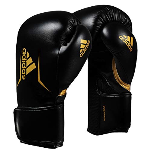 adidas Guantes de Boxeo Unisex Adult Speed 100, Color Negro y Dorado, 45 ml