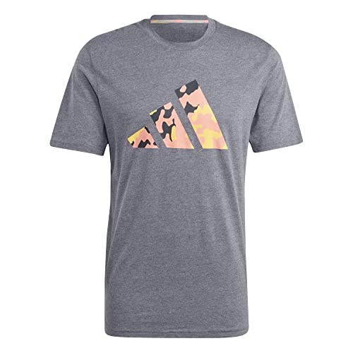 adidas Hombre T-Shirt (Short Sleeve) TR-Es+ Bl Log T, Dark Grey Heather/White, IB8260, XL