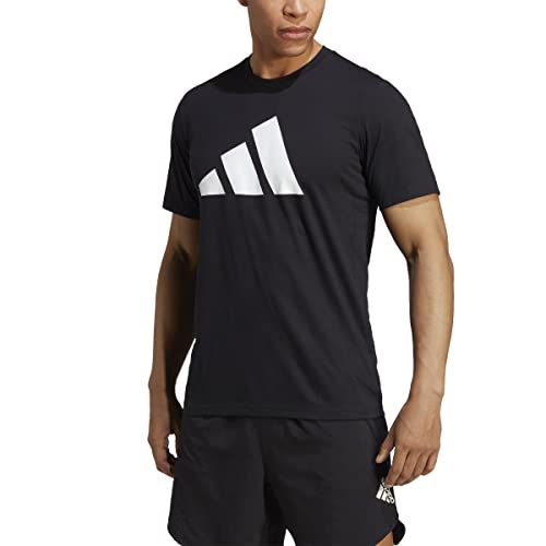 adidas Hombre T-Shirt (Short Sleeve) TR-Es FR Logo T, Black/White, IB8273, M
