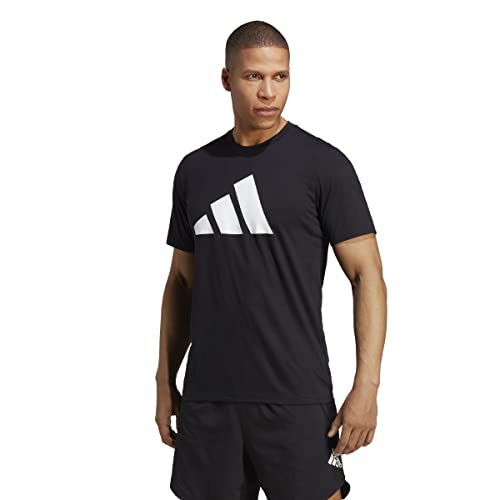 adidas Hombre T-Shirt (Short Sleeve) TR-Es FR Logo T, Black/White, IB8273, M
