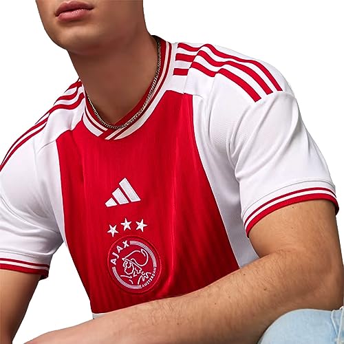 adidas Home AJAX Amsterdam Camiseta de fútbol Manga Corta, Blanco/Rojo Gordo, Small para Hombre