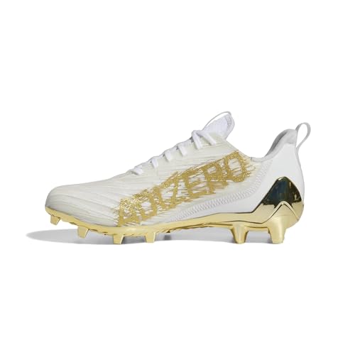 adidas Men's Adizero Football Shoe, White/Gold Metallic/White, 10