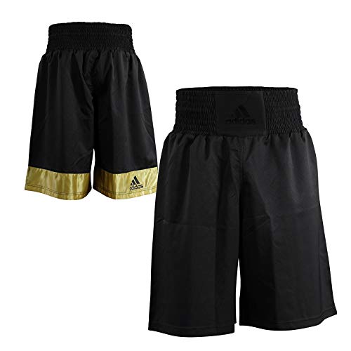 adidas Pantalones cortos de boxeo para hombre y mujer, entrenamiento de lucha, gimnasio, sparring, fitness, trompeta, color negro, talla grande