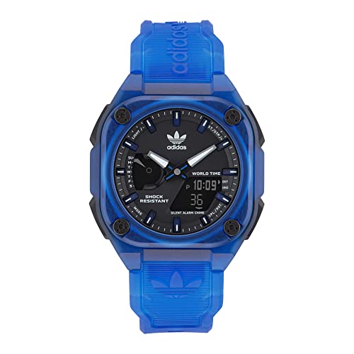 adidas Reloj con correa de resina azul (modelo: AOST230582I), Azul