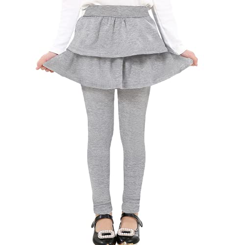 Adorel Leggings con Falda Pantalones Largos para Niñas Gris Claro 7-8 Años (Tamaño del Fabricante 140)