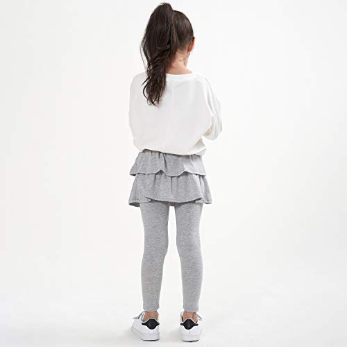 Adorel Leggings con Falda Pantalones Largos para Niñas Gris Claro 7-8 Años (Tamaño del Fabricante 140)