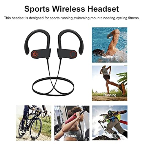 adspow Auriculares Bluetooth Sport, Auriculares Bluetooth 5.0 In-Ear con Audio HD, Impermeables con Micrófono, Compatible con Android y iOS,Negro