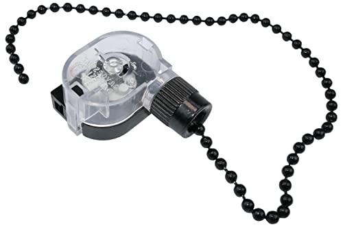 AERZETIX - C53540 - Interruptor de cadena/cordón 34x28x16mm - 3A 250 VAC/6A - color de cadena: negro - longitud 220mm - para lámpara de pared ventilador de techo
