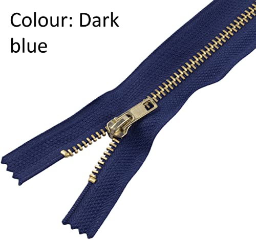 AERZETIX - C61239 - Juego de 2 Cremalleras no separables 14cm en metal - cierre de cremallera - color azul oscuro - costura marroquinería bolsas falda vestido ropa pantalones mercería