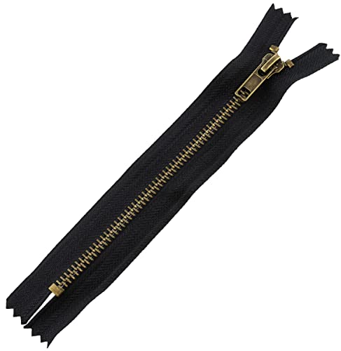 AERZETIX - C61407 - Cremallera no separable 16cm en metal - cierre de cremallera - negro - costura marroquinería bolsa ropa pantalones mercería tirador cursor
