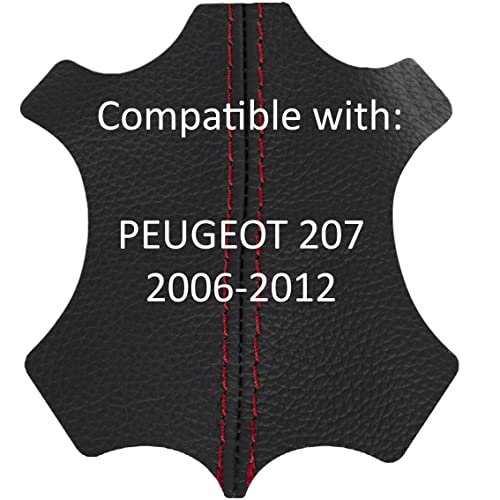 AERZETIX - C63312 - Funda para palanca de cambios en piel genuina - compatible con Peugeot 207 de 2006 a 2012 - color: negro con costuras rojas - para caja de cambios manual