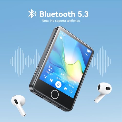 AGPTEK 64GB MP3 Reproductor Bluetooth 5.3, 2.8" Pantalla Táctil Completa, MP3 HiFi Música Portátil sin Pérdida, MP3 Player con Line-in,Altavoz,Radio FM,Grabación,E-Book, Soporta 128GB TF(No Incluido)