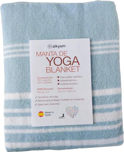 Aikyam Manta de Algodón para Yoga y Meditación: Calidez, Comodidad y Estilo en un Accesorio de Yoga Hecho de algodón de Primera Calidad. Manta de 155 x 220 cm.