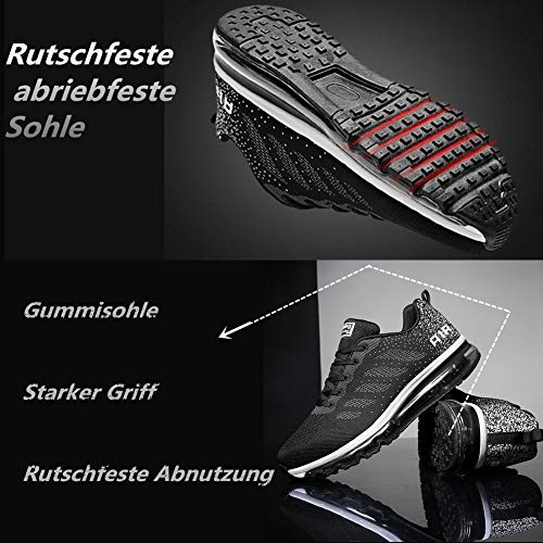 Air Zapatillas de Running para Hombre Mujer Zapatos para Correr y Asfalto Aire Libre y Deportes Calzado Blanco Negro