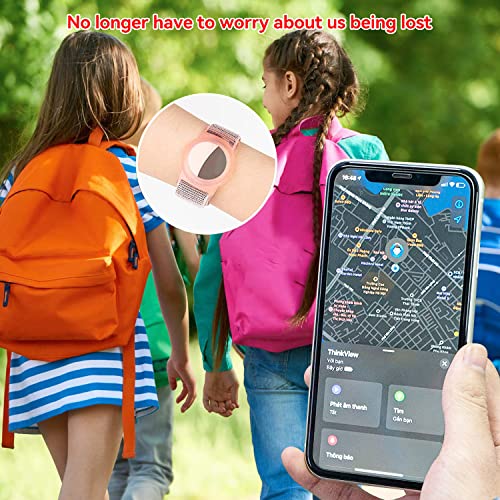 Airtags Pulsera de Reloj de Velcro Suave y Ajustable GPS Niños Anti-Scratch Protective para Posicionar la Pulsera (Rosa)