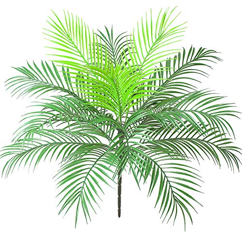 Aisamco Arbusto de Hoja de Palma Tropical Artificial Planta Artificial en Verde 1 Pieza Plástico Areca Palmera Planta 15 Hojas 63 cm de Alto para vegetación Tropical Acento Arreglo Floral