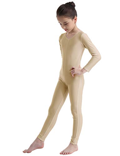 Aislor Body Monos de Danza Gimnasia Rítmica para Niñas Jumpsuit Maillot de Ballet Manga Larga Leotardos Gimnásticos Monos de Ejercicio Yoga Deporte Infantil Niña Niño Desnudo 7-8 años