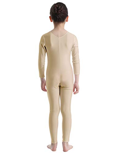 Aislor Body Monos de Danza Gimnasia Rítmica para Niñas Jumpsuit Maillot de Ballet Manga Larga Leotardos Gimnásticos Monos de Ejercicio Yoga Deporte Infantil Niña Niño Desnudo 7-8 años