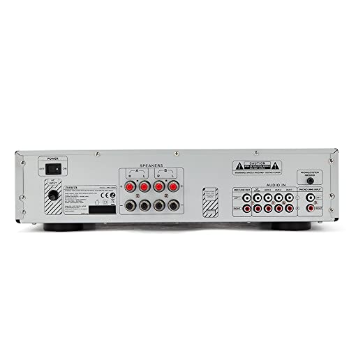 Aiwa AMU-120BT/SL: Amplificador, Receptor AV, con Bluetooth 5.0, 120W, Puerto USB, Lector Tarjeta SD. Color: Plata