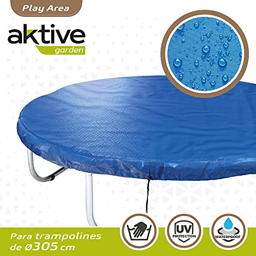Aktive 54117 - Cobertor cama elástica, diámetro 305 cm, repelente al agua, protección solar UV, camas elásticas para niños, funda colchoneta elástica exterior, Aktive
