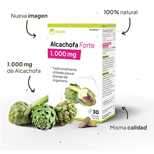 Alcachofa Forte 1.000 mg – 30 Cápsulas | Suministro para 1 mes | Detox para el organismo | Depurativo, digestivo y diurético | Relafit - Laboratorios MS
