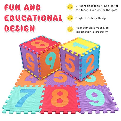 Alfombra Puzzle para Niños Infantil 25 Piezas Números Alfombra Gateo Bebe en Espuma EVA, 25 Piezas (120 * 120 cm)