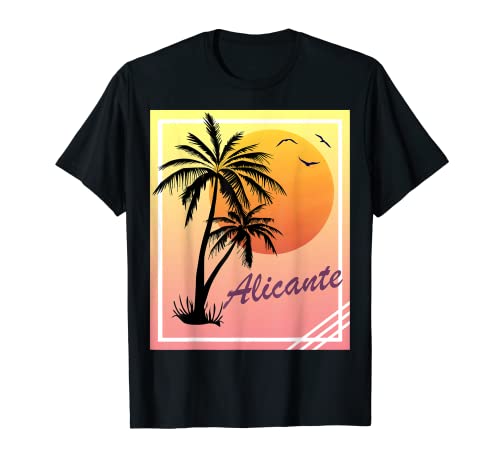 Alicante Retro Vintage Sunset Camiseta