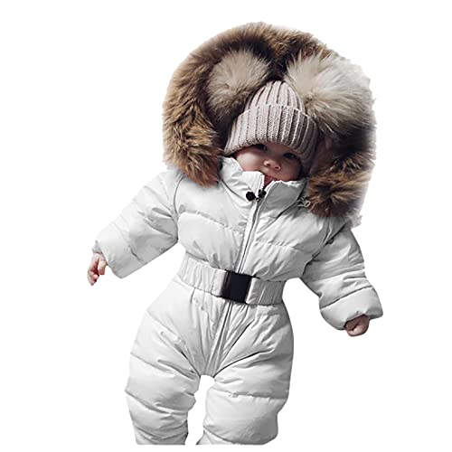Allbestop Mono para la nieve, chaqueta, abrigo, mono infantil, prendas de vestir exteriores para niñas, abrigo y chaqueta cálidos con capucha para bebés Ropa De 1 Ano (White, 9-12 Months)