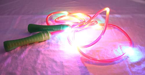 alldoro 63020 Cuerda de saltar con 11 LED para niños con luz, juguete deportivo para jardín, fitness, ejercicio y actividades al aire libre, para niños a partir de 6 años y adultos, color rosa