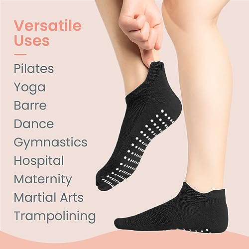 AllThingsAccessory® 3 x Pairs Non Slip Yoga Pilates Socks Martial Arts Fitness Dance Barre. Anti-slip/Non-slip,Full Toe Ankle Fall Prevention Grip Socks EU40/45 Black