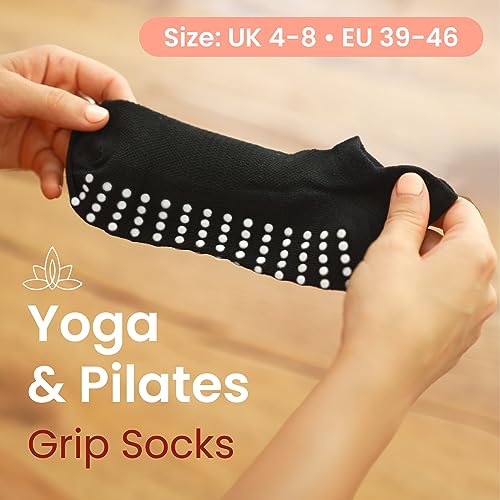 AllThingsAccessory® 3 x Pairs Non Slip Yoga Pilates Socks Martial Arts Fitness Dance Barre. Anti-slip/Non-slip,Full Toe Ankle Fall Prevention Grip Socks EU40/45 Black