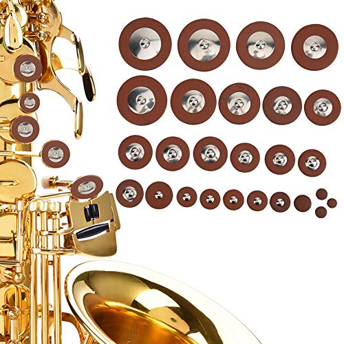 Almohadillas de cuero de saxofón, el reemplazo de almohadillas de cuero de saxofón con 26 piezas de múltiples tamaños para saxofón alto Zapatillas Saxo Alto