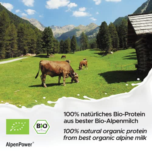 AlpenPower Proteína Whey Orgánico sabor Limón 1 kg - Ingredientes 100% naturales y sin aditivos - Proteína CFM en polvo procedente de la mejor leche alpina ecológica