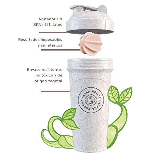 Alpha Shaker - Coctelera de 100% materias primas vegetales renovables, función de mezcla de primera clase para súper cremosa - Shaker de proteínas - 700 ml