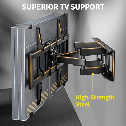 Alphamount Soporte TV Pared Movimiento Completo para Televisores 37 a 75 Pulgadas, Soporte TV Inclinable y Giratorio con Brazos Dobles, Máximo VESA 600x400 mm hasta 45 kg, APLF6-E