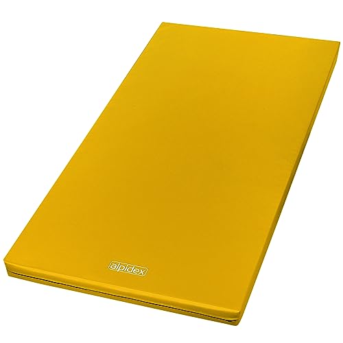 ALPIDEX Colchoneta gimnasia 200 x 100 x 8 cm esterilla deporte con antideslizante, densidad aparente 20 (muy blanda), Color:amarillo